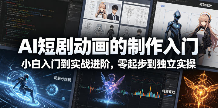 AI短剧动画的制作入门，小白入门到实战进阶，零起步到独立实操-聚合项目网