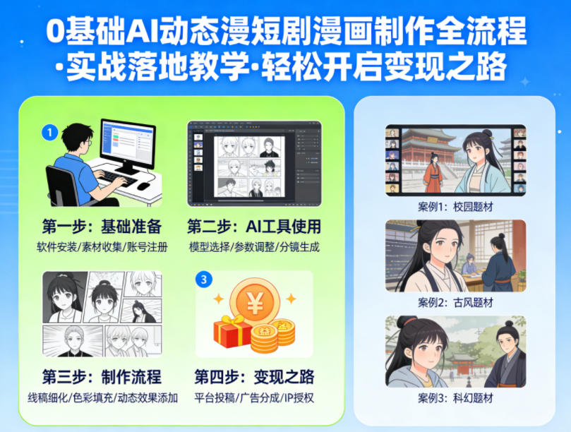 0基础AI动态漫短剧漫画制作全流程，实战落地教学，轻松开启变现之路-聚合项目网