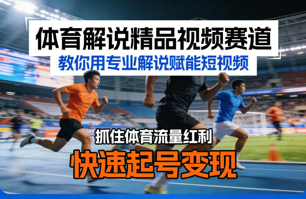 体育解说精品视频赛道，教你用专业解说赋能短视频，抓住体育流量红利，快速起号变现-聚合项目网