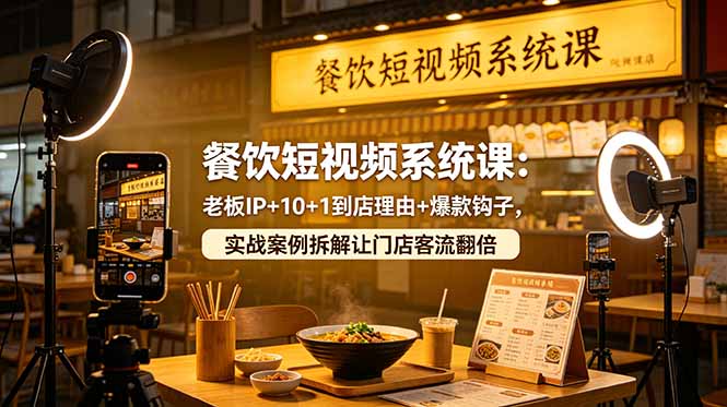 餐饮短视频系统课：老板IP+10+1到店理由+爆款钩子，实战案例拆解让门店客流翻倍-聚合项目网