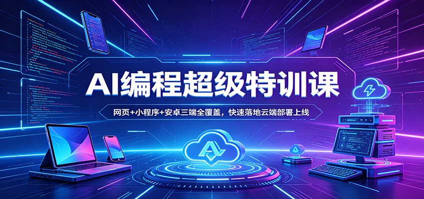 AI编程超级特训课：网页+小程序+安卓三端全覆盖，快速落地云端部署上线-聚合项目网