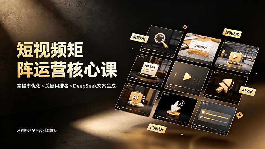 短视频矩阵运营核心课：完播率优化×关键词排名×DeepSeek文案生成，从零搭建多平台引流体系-聚合项目网