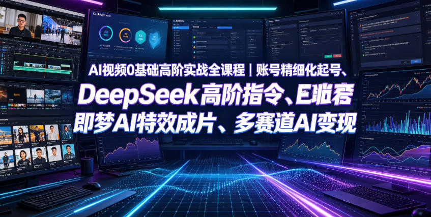 AI视频0基础高阶实战全课程｜账号精细化起号、DeepSeek高阶指令、即梦AI特效成片、多赛道AI短视频量产变现-聚合项目网