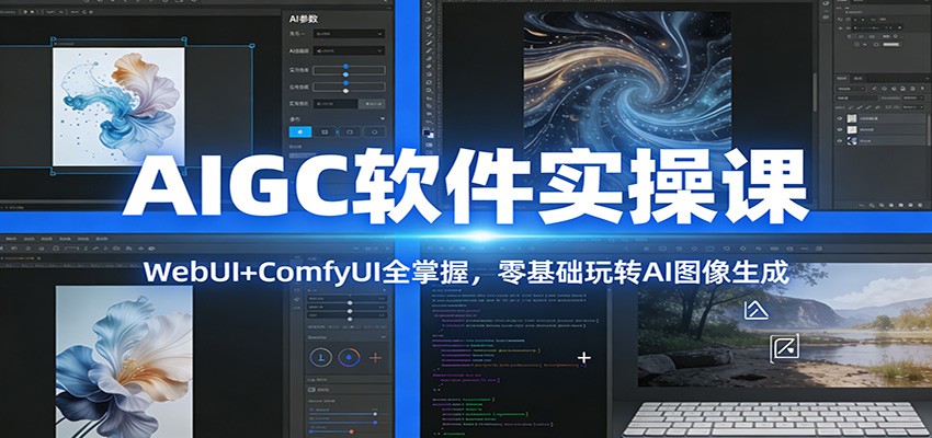 AIGC软件实操课：WebUI+ComfyUI全掌握，零基础玩转AI图像生成-聚合项目网