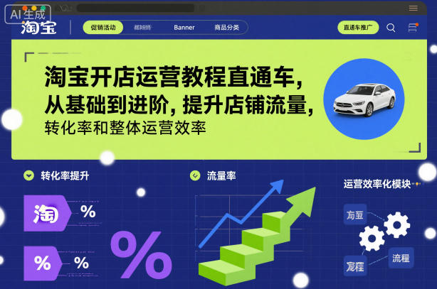 淘宝开店运营教程直通车，从基础到进阶，提升店铺流量，转化率和整体运营效率(更新26年4月20日)-聚合项目网