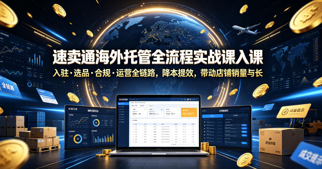 速卖通海外托管全流程实战课入驻・选品・合规・运营全链路，降本提效，带动店铺销量与收益增长-聚合项目网