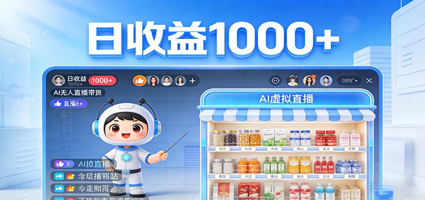 不用露脸不用说话，24小时自动卖货赚钱，全天自动直播，收益看得见-聚合项目网
