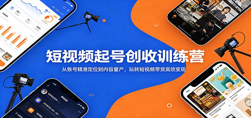 短视频起号创收训练营：从账号精准定位到内容量产，玩转短视频带货高效变现-聚合项目网