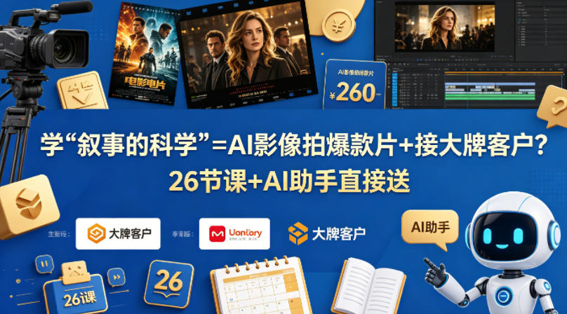 学《叙事的科学》=AI影像拍爆款片+接大牌客户？26节课+AI助手直接送【原创双语字幕】-聚合项目网