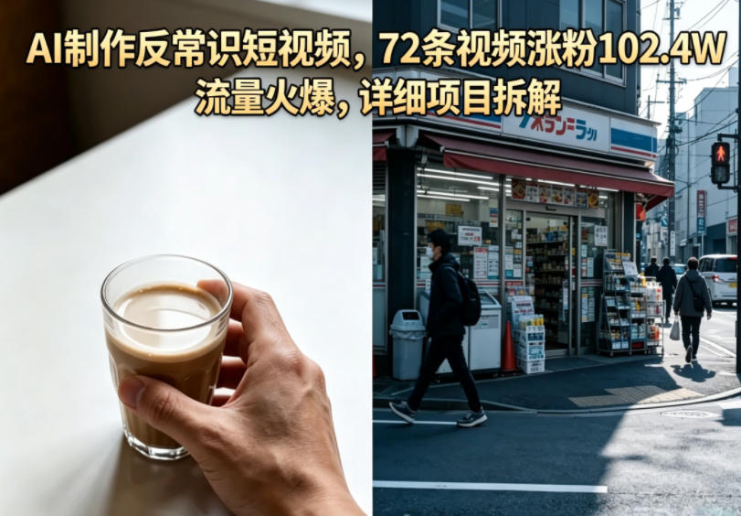 AI制作反常识短视频，72条视频涨粉102.4W，流量火爆，详细项目拆解-聚合项目网
