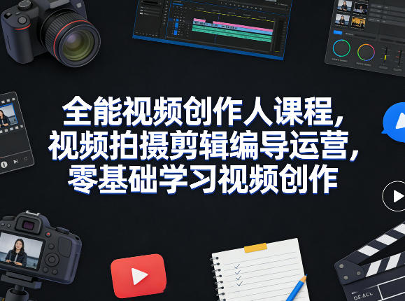 全能视频创作人课程，视频拍摄剪辑编导运营，零基础学习视频创作(更新2026年4月)-聚合项目网