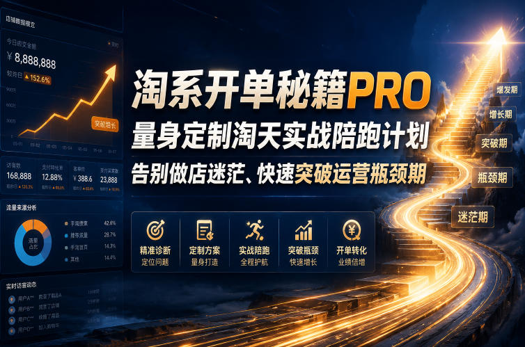 淘系开单秘籍PRO，量身定制淘天实战陪跑计划，告别做店迷茫、快速突破运营瓶颈期(20260715)-聚合项目网