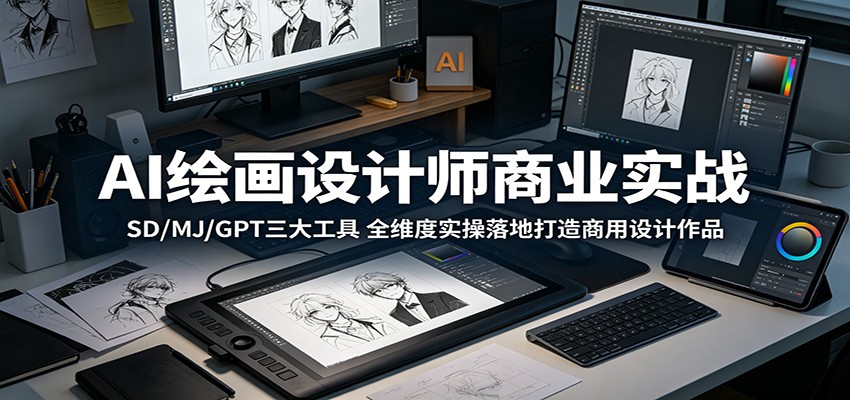AI绘画设计师商业实战:SD/MJ/GPT三大工具,全维度实操落地打造商用设计作品-聚合项目网