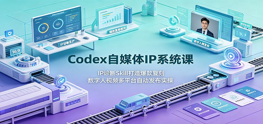 Codex自媒体IP系统课：IP诊断Skill打造爆款复刻，数字人视频多平台自动发布实操-聚合项目网