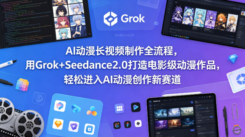 AI动漫长视频制作全流程，用Grok+Seedance2.0打造电影级动漫作品，轻松进入AI动漫创作新赛道-聚合项目网