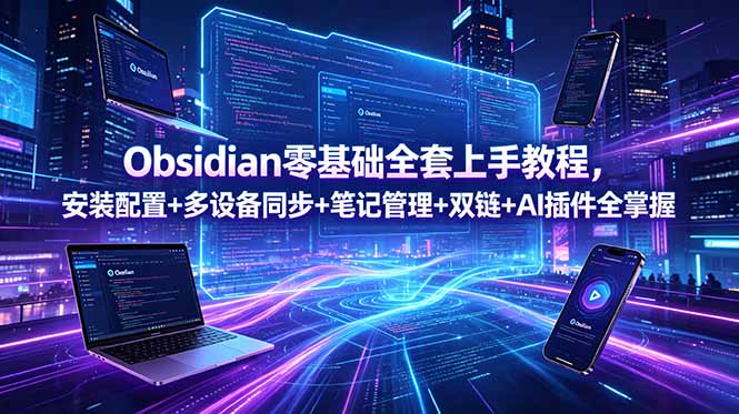 Obsidian零基础全套上手教程，安装配置+多设备同步+笔记管理+双链+AI插件全掌握-聚合项目网