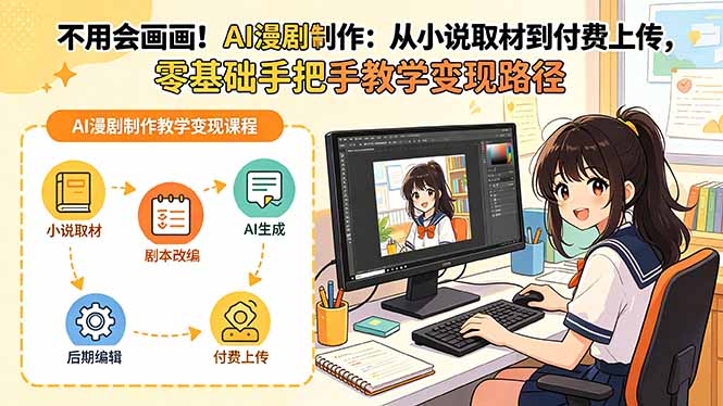 不用会画画！AI漫剧制作：从小说取材到付费上传，零基础手把手教学变现路径-聚合项目网