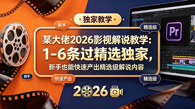 某大佬2026影视解说教学：1-6条过精选独家，新手也能快速产出精选级解说内容-聚合项目网