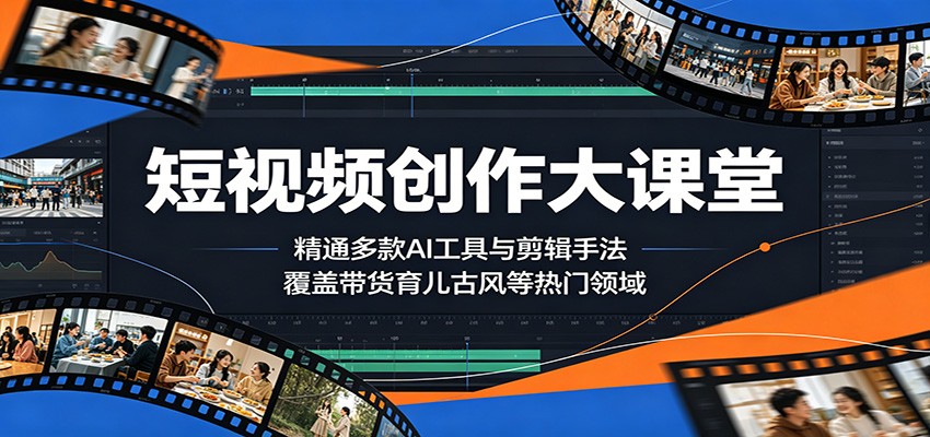 短视频创作大课堂:精通多款AI工具与剪辑手法,覆盖带货、育儿、古风等热门领域-聚合项目网