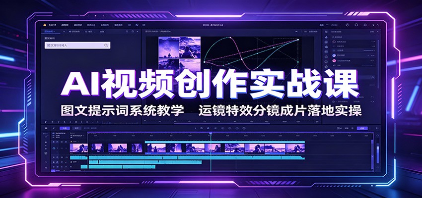 AI视频创作实战课：图文提示词系统教学，运镜特效分镜成片落地实操-聚合项目网