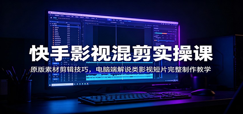 快手影视混剪实操课:原版素材剪辑技巧,电脑端解说类影视短片完整制作教学-聚合项目网