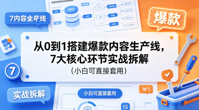 从0到1搭建爆款内容生产线，7大核心环节实战拆解(小白可直接套用)-聚合项目网
