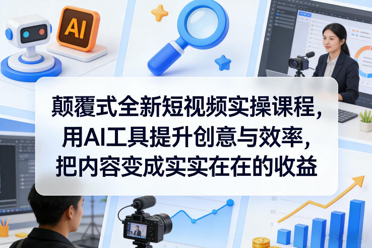 颠覆式全新短视频实操课程，用AI工具提升创意与效率，把内容变成实实在在的收益-聚合项目网
