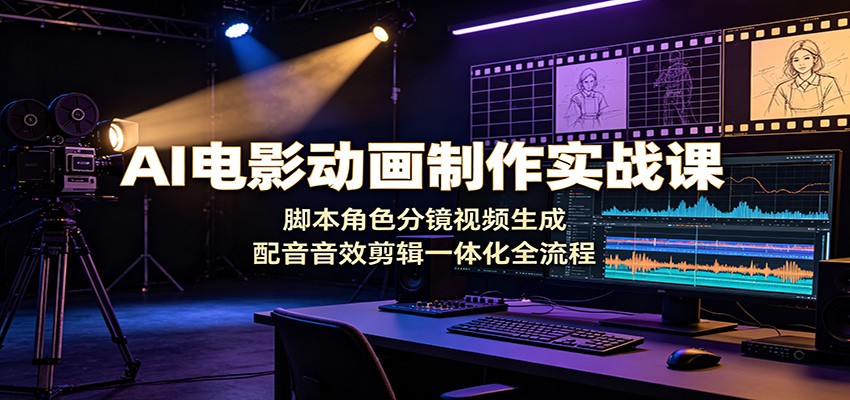 AI电影动画制作实战课:脚本角色分镜视频生成,配音音效剪辑一体化全流程-聚合项目网