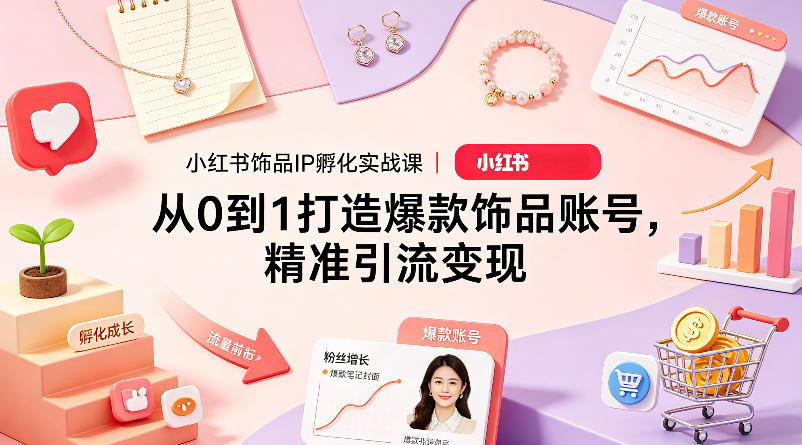 小红书饰品IP孵化实战课｜从0到1打造爆款饰品账号，精准引流变现-聚合项目网