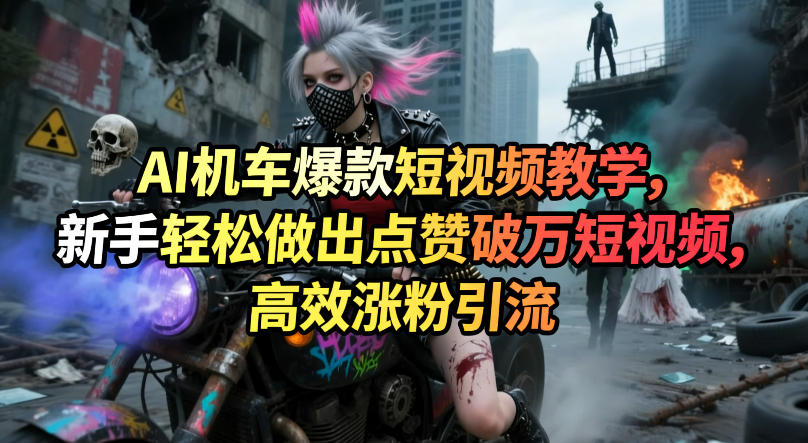AI机车爆款短视频教学，新手轻松做出点赞破万短视频，高效涨粉引流-聚合项目网