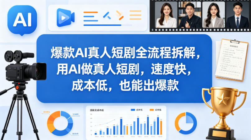爆款AI真人短剧全流程拆解，用AI做真人短剧，速度快，成本低，也能出爆款-聚合项目网