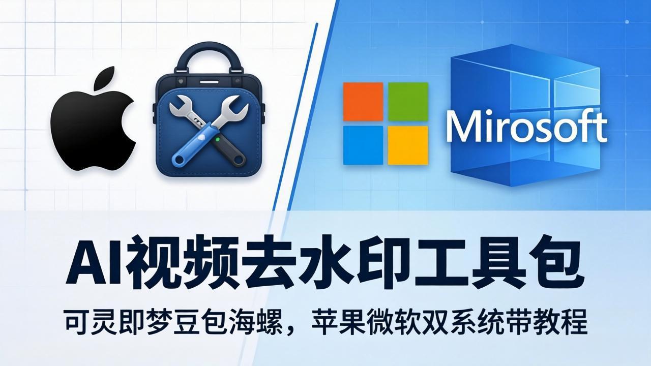 AI视频去水印工具包：可灵即梦豆包海螺，苹果微软双系统带教程-聚合项目网