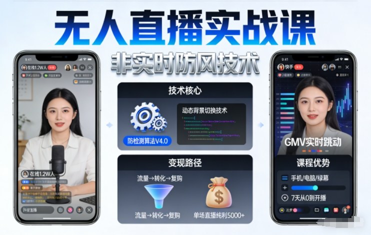 宝子哥无人直播实战课，非实时防风技术，聚焦抖音快手等平台直播带货，轻松开启直播变现之路(更新2026年5月10日)-聚合项目网