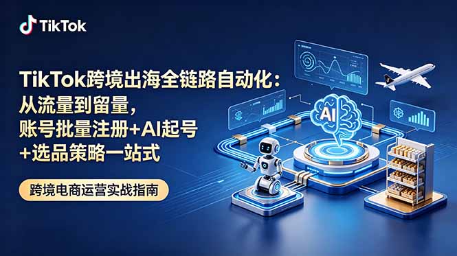 TikTok跨境出海全链路自动化：从流量到留量，账号批量注册+AI起号+选品策略一站式-聚合项目网