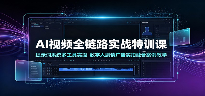 AI视频全链路实战特训课：提示词系统多工具实操，数字人剧情广告实拍融合案例教学-聚合项目网