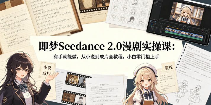 即梦Seedance 2.0漫剧实操课：有手就能做，从小说到成片全教程，小白零门槛上手-聚合项目网