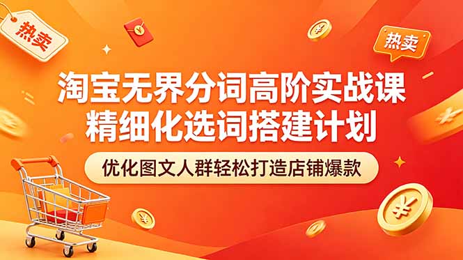 淘宝无界分词高阶实战课 精细化选词搭建计划 优化图文人群轻松打造店铺爆款-聚合项目网