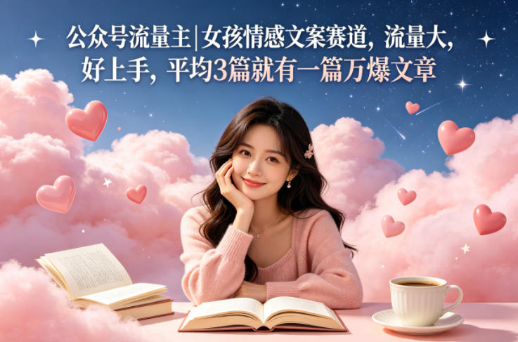 公众号流量主女孩情感文案赛道，流量大，好上手，平均3篇就有一篇万爆文章-聚合项目网