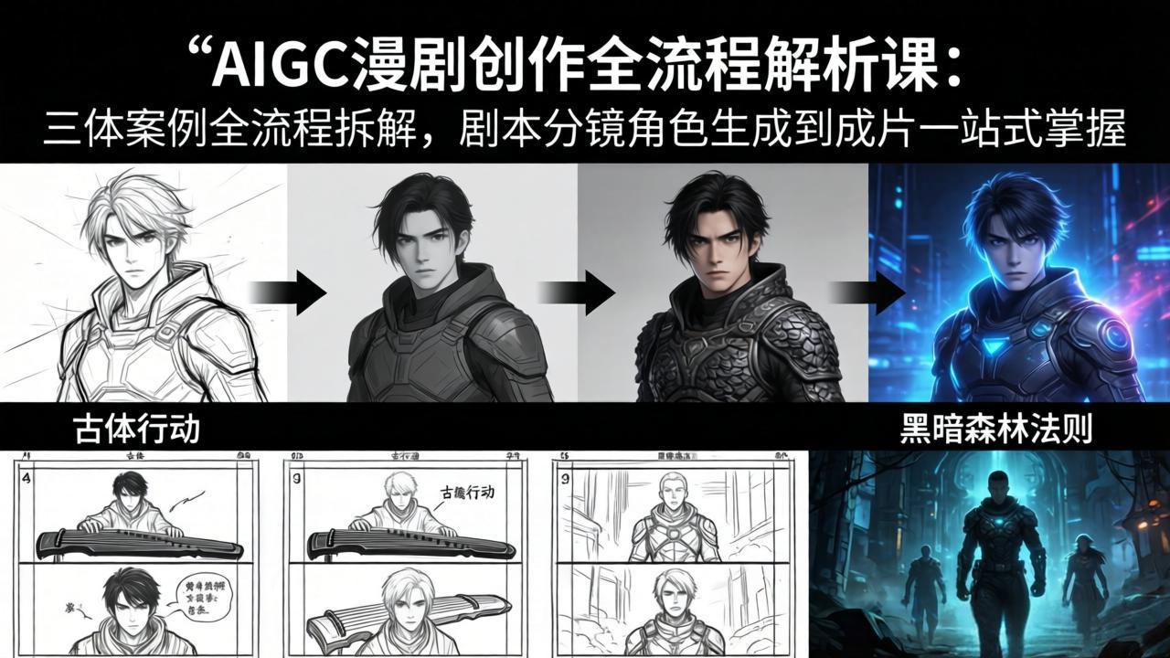 AIGC漫剧创作全流程解析课：三体案例全流程拆解，剧本分镜角色生成到成片一站式掌握-聚合项目网