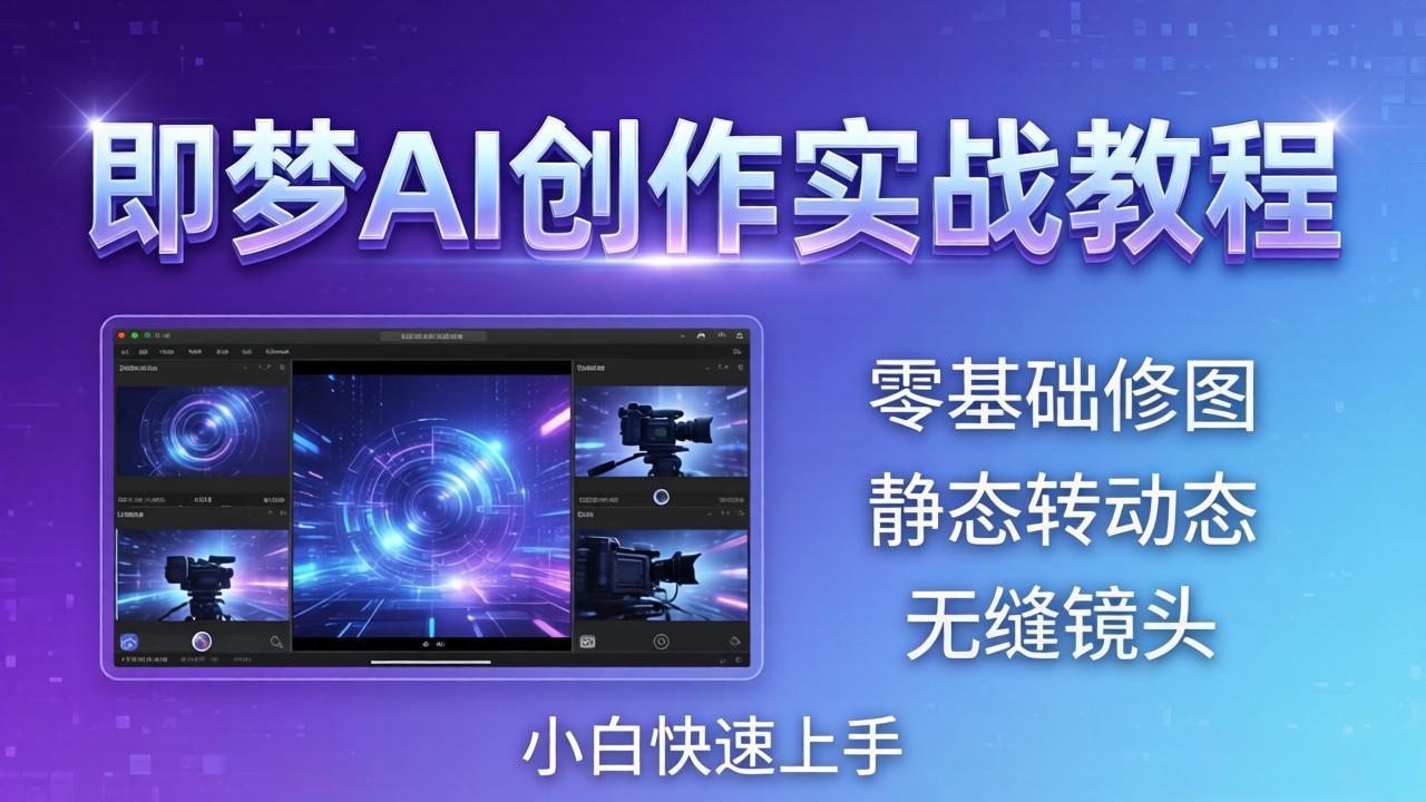 即梦AI创作实战教程，从零基础修图到AI导演，实战教学静态转动态+无缝镜头，小白快速上手-聚合项目网