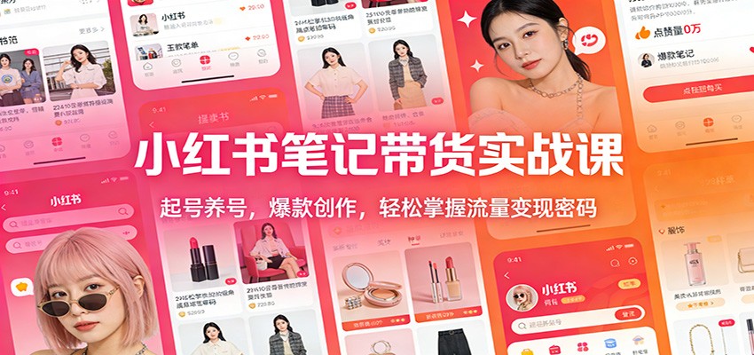 小红书笔记带货实战课：起号养号，爆款创作，轻松掌握流量变现密码-聚合项目网