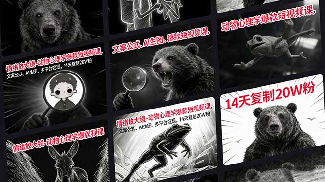 情绪放大镜-动物心理学爆款短视频课，文案公式、AI生图、多平台变现，14天复制20W粉-聚合项目网