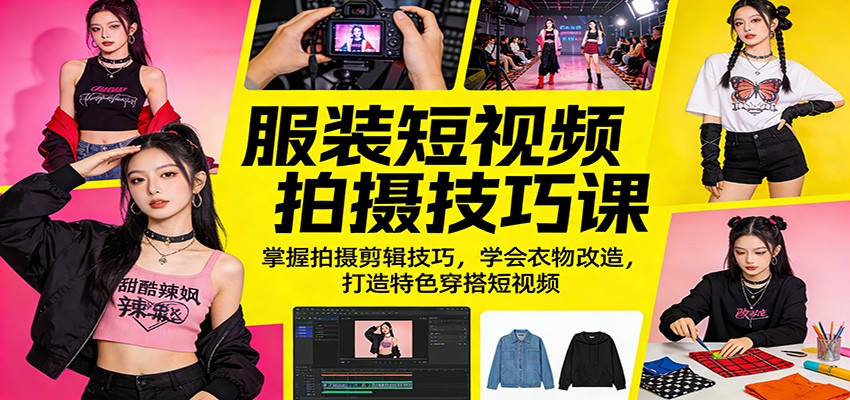 服装短视频拍摄技巧课:掌握拍摄剪辑技巧,学会衣物改造,打造特色穿搭短视频-聚合项目网