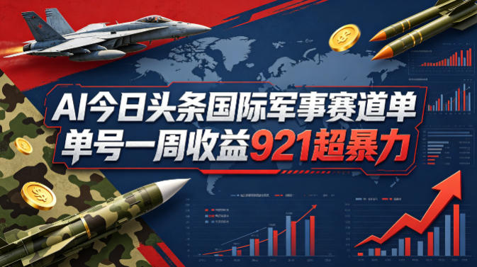AI今日头条国际军事赛道，单号一周收益921，超暴力-聚合项目网