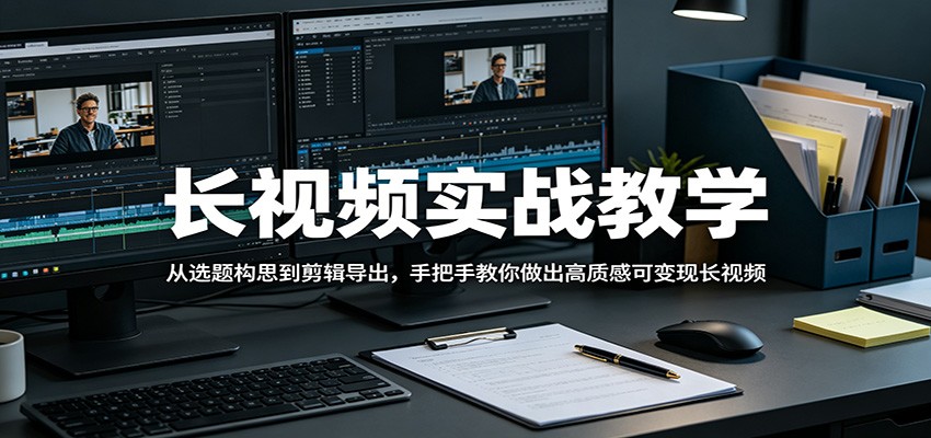 长视频实战教学，从选题构思到剪辑导出，手把手教你做出高质感可变现长视频-聚合项目网