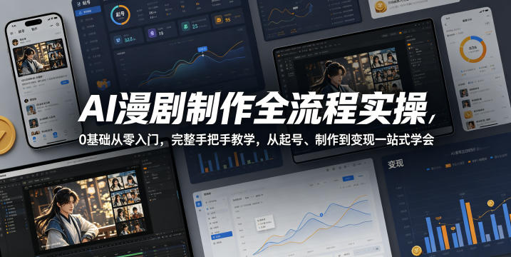 AI漫剧制作全流程实操，0基础从零入门，完整手把手教学，从起号、制作到变现一站式学会(更新)-聚合项目网