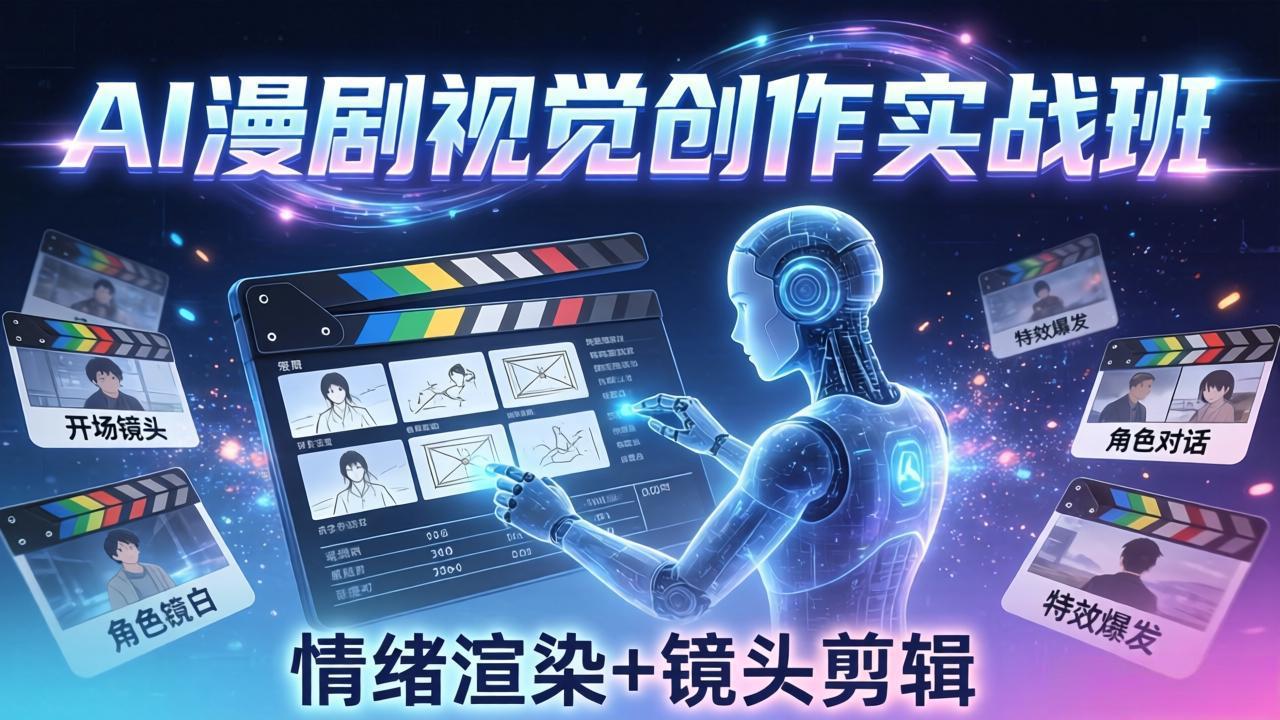 AI漫剧视觉导演思维实战班，从脚本到成片全掌握，分镜设计情绪渲染一站学会-聚合项目网