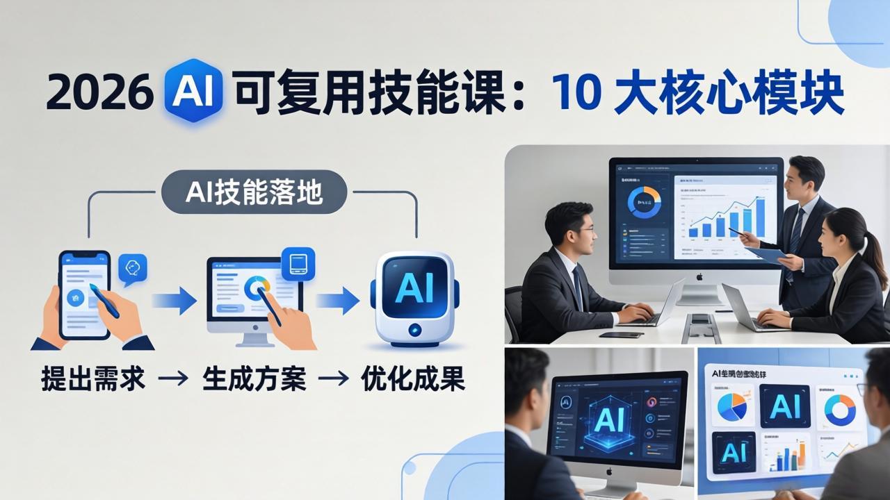 2026AI可复用技能-4月新课：10大核心模块，手把手教你把AI用进工作、产出成果-聚合项目网