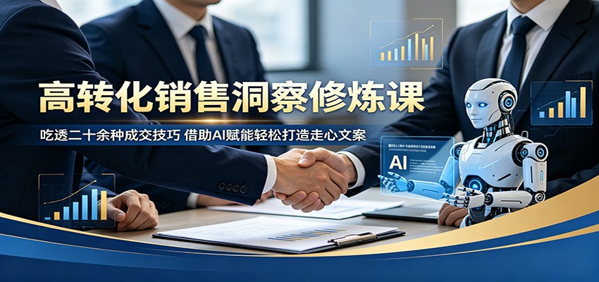 高转化销售洞察修炼课：吃透二十余种成交技巧，借助AI赋能轻松打造走心文案-聚合项目网