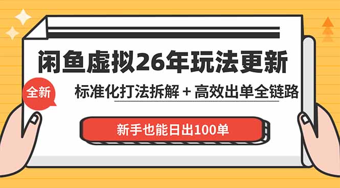 闲鱼虚拟从0到1系统化运营课程：标准化打法拆解 + 高效出单全链路教学，新手也能日出100单-聚合项目网